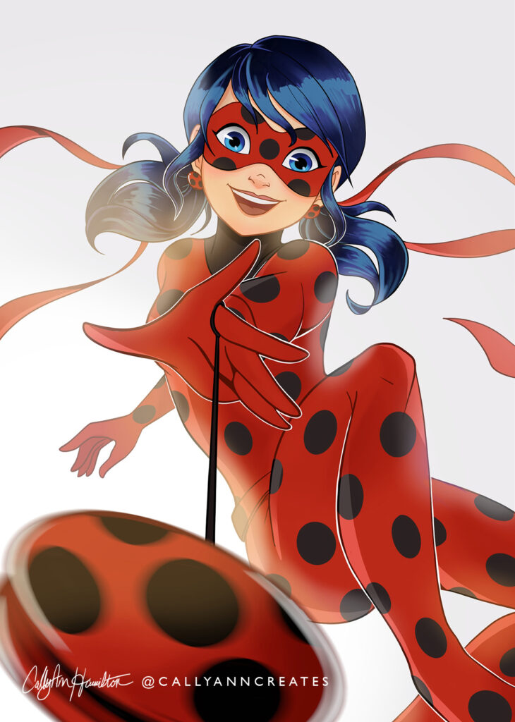 Marinette Dupain-Cheng, aka Ladybug, from “Miraculous: Tales of Ladybug and Cat Noir." Illustration by CallyAnn Hamilton, callyanncreates