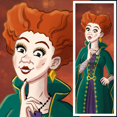 Winifred Sanderson from Disney's "Hocus Pocus". Illustration by L.C. Ireland.