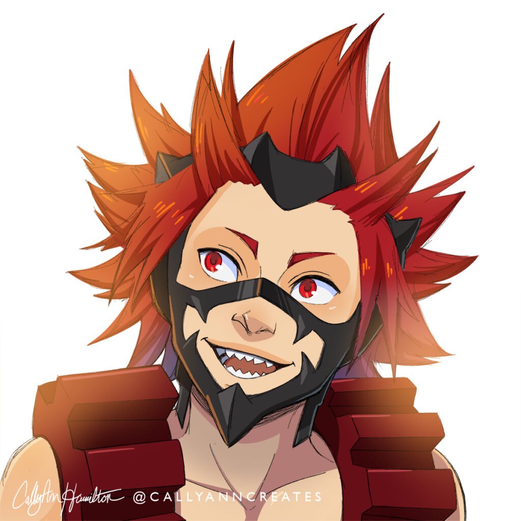 Eijiro Kirashima, aka Red Riot, from "My Hero Academia." Illustration by CallyAnn Hamilton, callyanncreates 