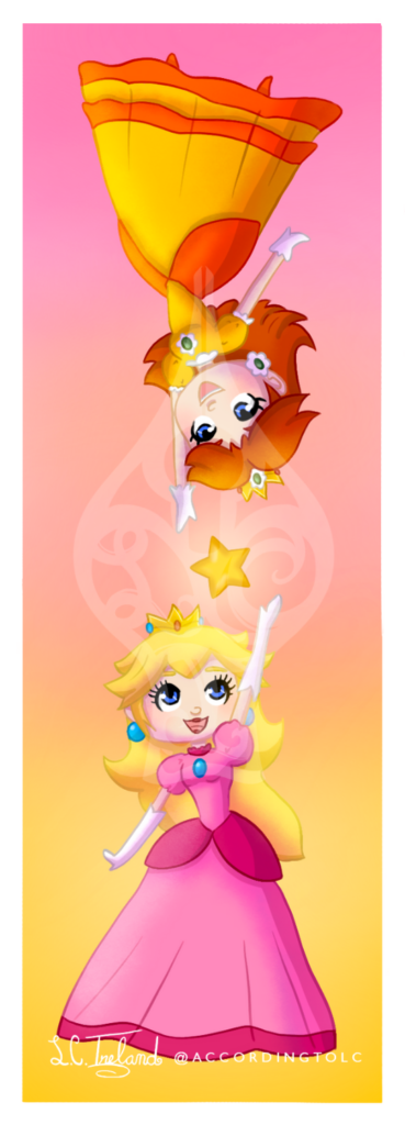 Princess Peach and Princess Daisy from many of Nintendo's Mario games. Illustration by L.C. Ireland.